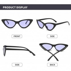 Aviator Retro Vintage Narrow Cat Eye Sunglasses for Women Clout Goggles Plastic Frame - Black Tinted Purple - C518ULMKQNL $7.97