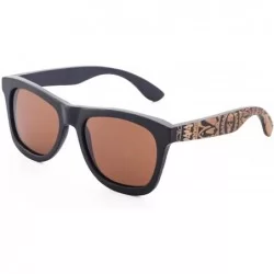 Square Bamboo Wood Polarized Sunglasses For Men and Women -Temple Carved Collection Sunglasses - Coffee - CJ18U58AIM3 $29.08