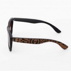 Square Bamboo Wood Polarized Sunglasses For Men and Women -Temple Carved Collection Sunglasses - Coffee - CJ18U58AIM3 $12.35