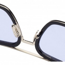 Square Tony Stark Edith Sunglasses Retro Square Eyewear Metal Frame for Men Women Sunglasses Downey Iron Man - Blue - C5192DH...