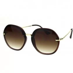 Oversized Womens Mod Exposed Edge Octagonal Designer Fashion Light Sunglasses - All Brown - CJ18QW8EGX3 $13.86