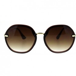 Oversized Womens Mod Exposed Edge Octagonal Designer Fashion Light Sunglasses - All Brown - CJ18QW8EGX3 $13.86