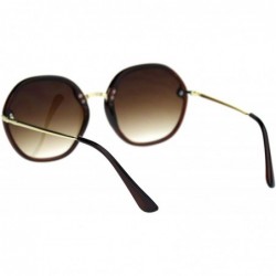 Oversized Womens Mod Exposed Edge Octagonal Designer Fashion Light Sunglasses - All Brown - CJ18QW8EGX3 $13.86