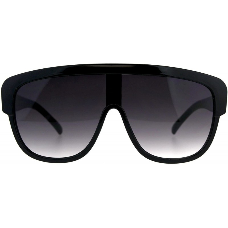 Oversized Robotic Mens Flat Top Shield Plastic Racer Oversize Sunglasses - Black Smoke - CG18C98GKK3 $12.79