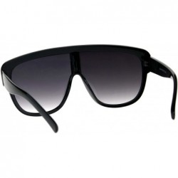 Oversized Robotic Mens Flat Top Shield Plastic Racer Oversize Sunglasses - Black Smoke - CG18C98GKK3 $12.79