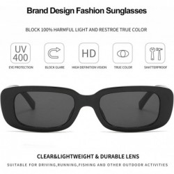 Rectangular Rectangle Sunglasses for Women Retro Fashion Sunglasses UV 400 Protection Square Frame Eyewear - Black - C319DI73...