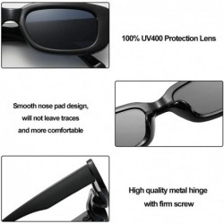 Rectangular Rectangle Sunglasses for Women Retro Fashion Sunglasses UV 400 Protection Square Frame Eyewear - Black - C319DI73...