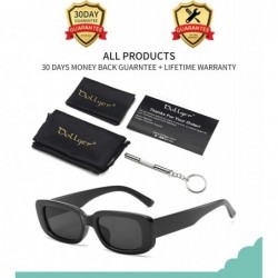 Rectangular Rectangle Sunglasses for Women Retro Fashion Sunglasses UV 400 Protection Square Frame Eyewear - Black - C319DI73...