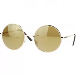 Round Unisex Designer Fashion Sunglasses Beveled Round Circle Frame Mirror Lens - Gold - CD180QYOZCW $18.69
