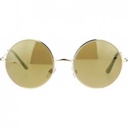 Round Unisex Designer Fashion Sunglasses Beveled Round Circle Frame Mirror Lens - Gold - CD180QYOZCW $11.41