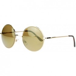 Round Unisex Designer Fashion Sunglasses Beveled Round Circle Frame Mirror Lens - Gold - CD180QYOZCW $11.41