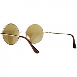 Round Unisex Designer Fashion Sunglasses Beveled Round Circle Frame Mirror Lens - Gold - CD180QYOZCW $11.41