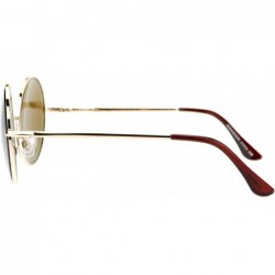 Round Unisex Designer Fashion Sunglasses Beveled Round Circle Frame Mirror Lens - Gold - CD180QYOZCW $11.41