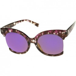 Cat Eye Womens Oversize Side Cut Marble Frame Iridescent Lens Cat Eye Sunglasses 59mm - Purple / Purple Mirror - CT12GSJNDKH ...