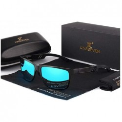 Rectangular Genuine adjustable sunglasses rectangular men polarized UV400 Ultra light Al-Mg - Black/Blue - CU18QYUEN4W $30.48