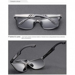 Rectangular Genuine adjustable sunglasses rectangular men polarized UV400 Ultra light Al-Mg - Black/Blue - CU18QYUEN4W $30.48