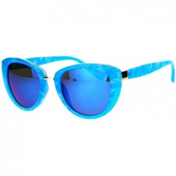 Oval Womens Fashion Sunglasses Oval Cateye Designer Style Shades - Blue Marble - C61876MHDGQ $19.55