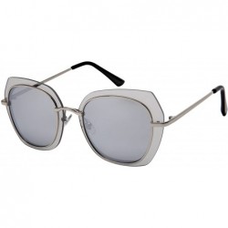 Shield Modern irregular Shaped Sunglasses Full Mirrored Lens M3163-FLRV - Silver Frame/Mirrored Lens - C7187IZ8R8S $12.90