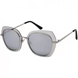 Shield Modern irregular Shaped Sunglasses Full Mirrored Lens M3163-FLRV - Silver Frame/Mirrored Lens - C7187IZ8R8S $19.08