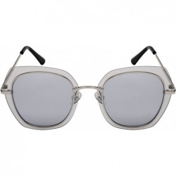 Shield Modern irregular Shaped Sunglasses Full Mirrored Lens M3163-FLRV - Silver Frame/Mirrored Lens - C7187IZ8R8S $12.90