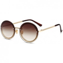 Round Fashion Round Sunglasses Lady Vintage Metal Frame Gradient Sun Glasses UV400 - C3 - C918RI00GC6 $26.06