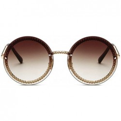 Round Fashion Round Sunglasses Lady Vintage Metal Frame Gradient Sun Glasses UV400 - C3 - C918RI00GC6 $13.35