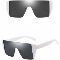 Oval Unisex Sunglasses Retro Black Grey Drive Holiday Oval Non-Polarized UV400 - White Grey - C818R4W4GYY $8.92