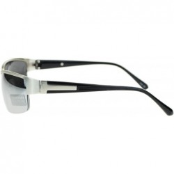 Semi-rimless Men's Half Rim Narrow Rectangular Sunglasses - Silver Mirror - CU1102PZPTV $11.81
