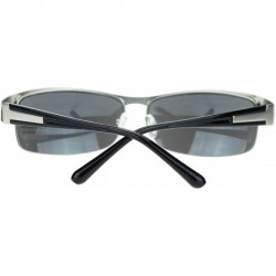 Semi-rimless Men's Half Rim Narrow Rectangular Sunglasses - Silver Mirror - CU1102PZPTV $11.81