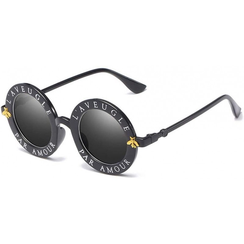 Round Sunglasses English Letters Glasses Designer - Witn Box - CC18XA7QO9W $36.15