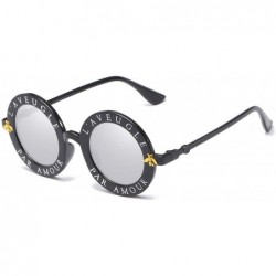 Round Sunglasses English Letters Glasses Designer - Witn Box - CC18XA7QO9W $36.15