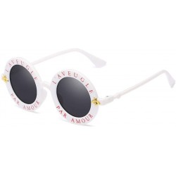 Round Sunglasses English Letters Glasses Designer - Witn Box - CC18XA7QO9W $36.15