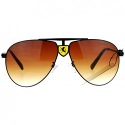 Shield Lion Shield Emblem Luxury Designer Pilot Mens Sunglasses - Black Yellow - CQ12HJTTQKV $10.74