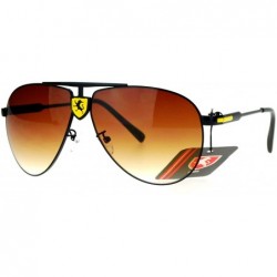 Shield Lion Shield Emblem Luxury Designer Pilot Mens Sunglasses - Black Yellow - CQ12HJTTQKV $10.74
