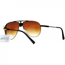 Shield Lion Shield Emblem Luxury Designer Pilot Mens Sunglasses - Black Yellow - CQ12HJTTQKV $10.74