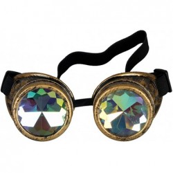 Aviator Kaleidoscope Rave Rainbow Crystal Lenses Steampunk Goggles - Brass-without Spiked - CF12N6DBT84 $9.96