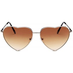 Wayfarer Heart Sunglasses Thin Metal Frame Hippie Lovely Aviator Style Eyewear - Silver Frame/Brown - CU18DYMY00M $20.64