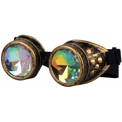 Aviator Kaleidoscope Rave Rainbow Crystal Lenses Steampunk Goggles - Brass-without Spiked - CF12N6DBT84 $9.96