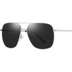 Square Square Polit UV400 Protection Polarized Sunglasses for Men Women - Silver Grey - CY18O5565ZS $25.40