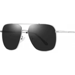 Square Square Polit UV400 Protection Polarized Sunglasses for Men Women - Silver Grey - CY18O5565ZS $21.69