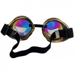 Aviator Kaleidoscope Rave Rainbow Crystal Lenses Steampunk Goggles - Brass-without Spiked - CF12N6DBT84 $9.96