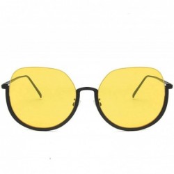 Oversized Women Fashion Eyewear Travel Sunglasses Half Frame Case UV400 Protect - Glossy Black Frame/Yellow Lens - CK18WQHSMI...