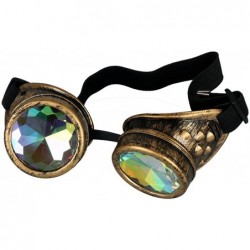 Aviator Kaleidoscope Rave Rainbow Crystal Lenses Steampunk Goggles - Brass-without Spiked - CF12N6DBT84 $9.96