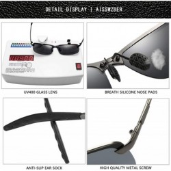 Square Polarized Sports Sunglasses Day And Night Driving Glasses Metal Frame Al-Mg Glasses - Silver - CH18MGKSTQL $12.29
