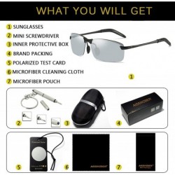 Square Polarized Sports Sunglasses Day And Night Driving Glasses Metal Frame Al-Mg Glasses - Silver - CH18MGKSTQL $12.29