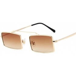 Rectangular Vintage Sun Glasses Women Men Square Shades Rectangular Frame Sunglasses For Female - Gold - CB199QCAKZ0 $19.59