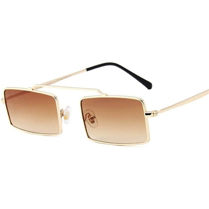 Rectangular Vintage Sun Glasses Women Men Square Shades Rectangular Frame Sunglasses For Female - Gold - CB199QCAKZ0 $8.50