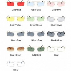 Rectangular Vintage Sun Glasses Women Men Square Shades Rectangular Frame Sunglasses For Female - Gold - CB199QCAKZ0 $8.50