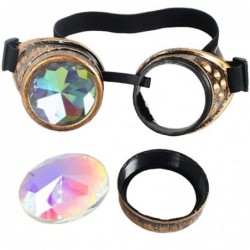 Aviator Kaleidoscope Rave Rainbow Crystal Lenses Steampunk Goggles - Brass-without Spiked - CF12N6DBT84 $9.96