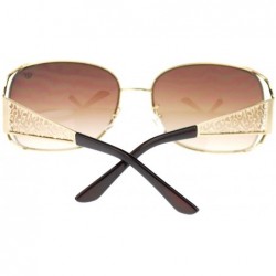 Rectangular Vintage Fashion Womens Sunglasses Rectangular Open Side Frame - Gold Brown - CH11TKQ6O11 $9.25